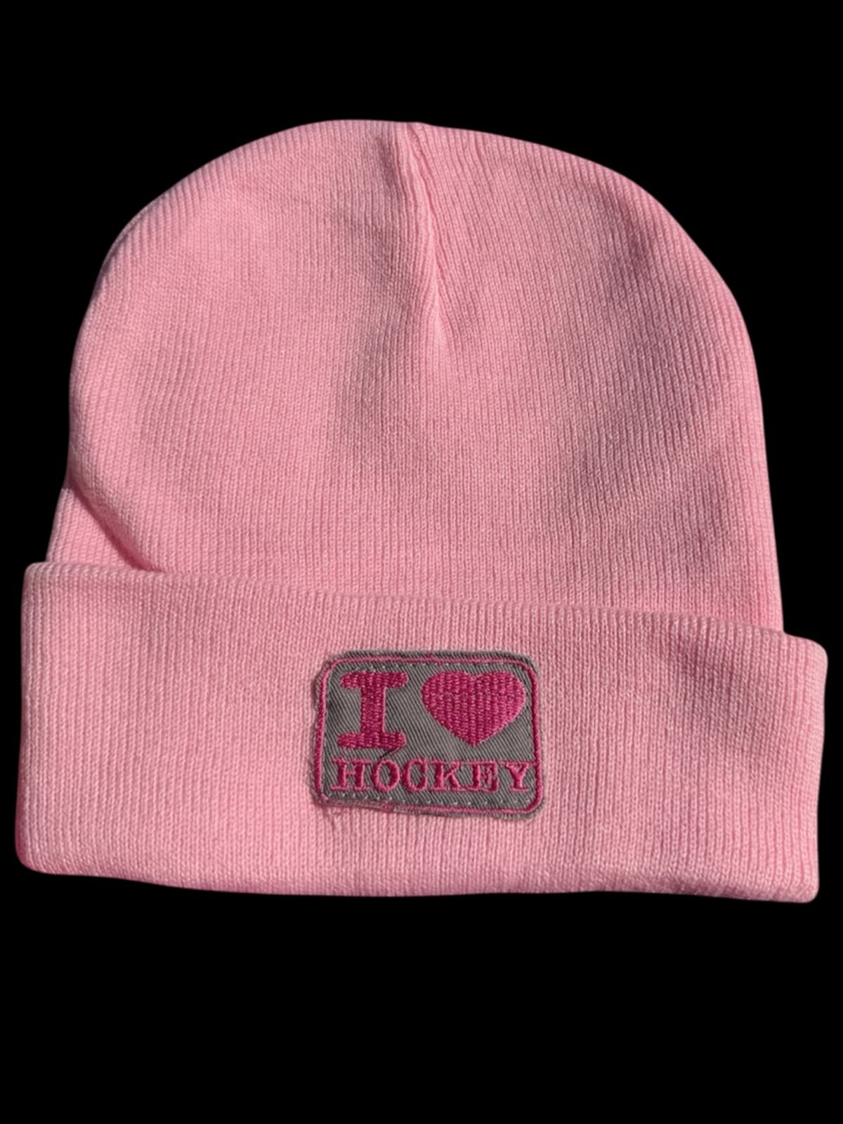 Gorro tejido de hockey rosa