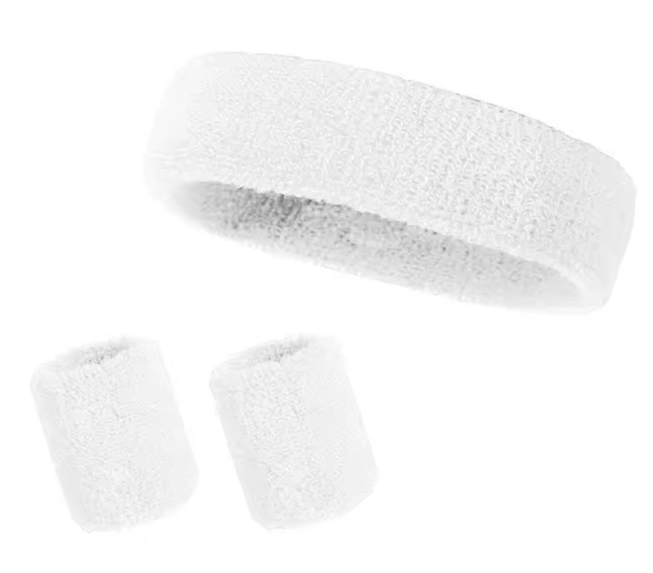 Juego blanco de cintillo y dos muñequeras
