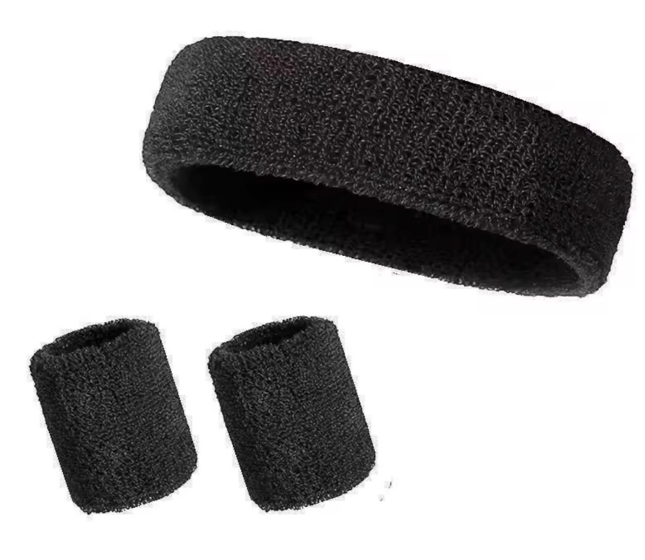 Juego negro de cintillo y dos muñequeras